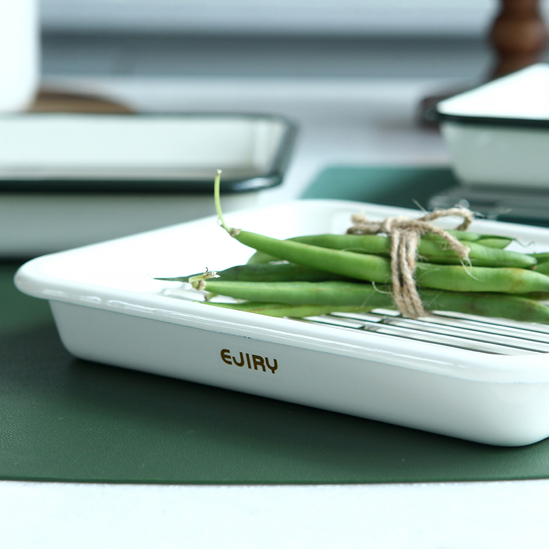 에지리 노르딕 법랑 사각 트레이 S (와이어렉 포함) 발뮤다 토스터기 호환 베이킹 트레이