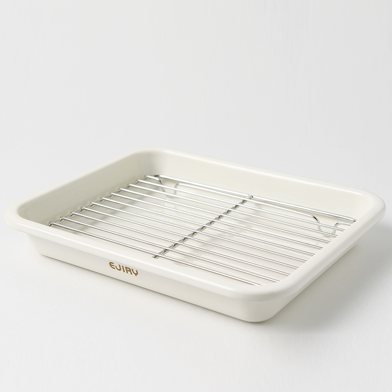 에지리 노르딕 법랑 사각 트레이 S (와이어렉 포함) 발뮤다 토스터기 호환 베이킹 트레이
