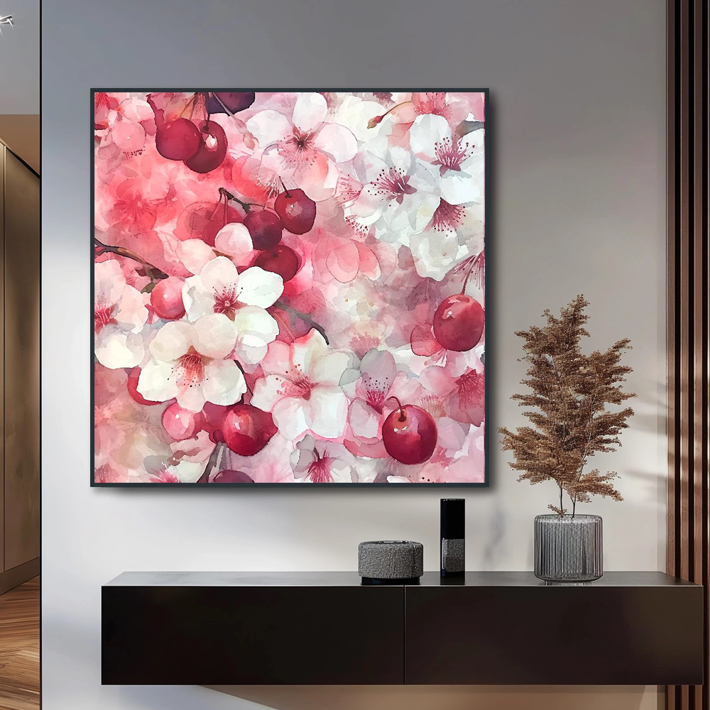 봄날의체리 80cm X 80cm 무광블랙 알루미늄액자 - 상세 이미지 2