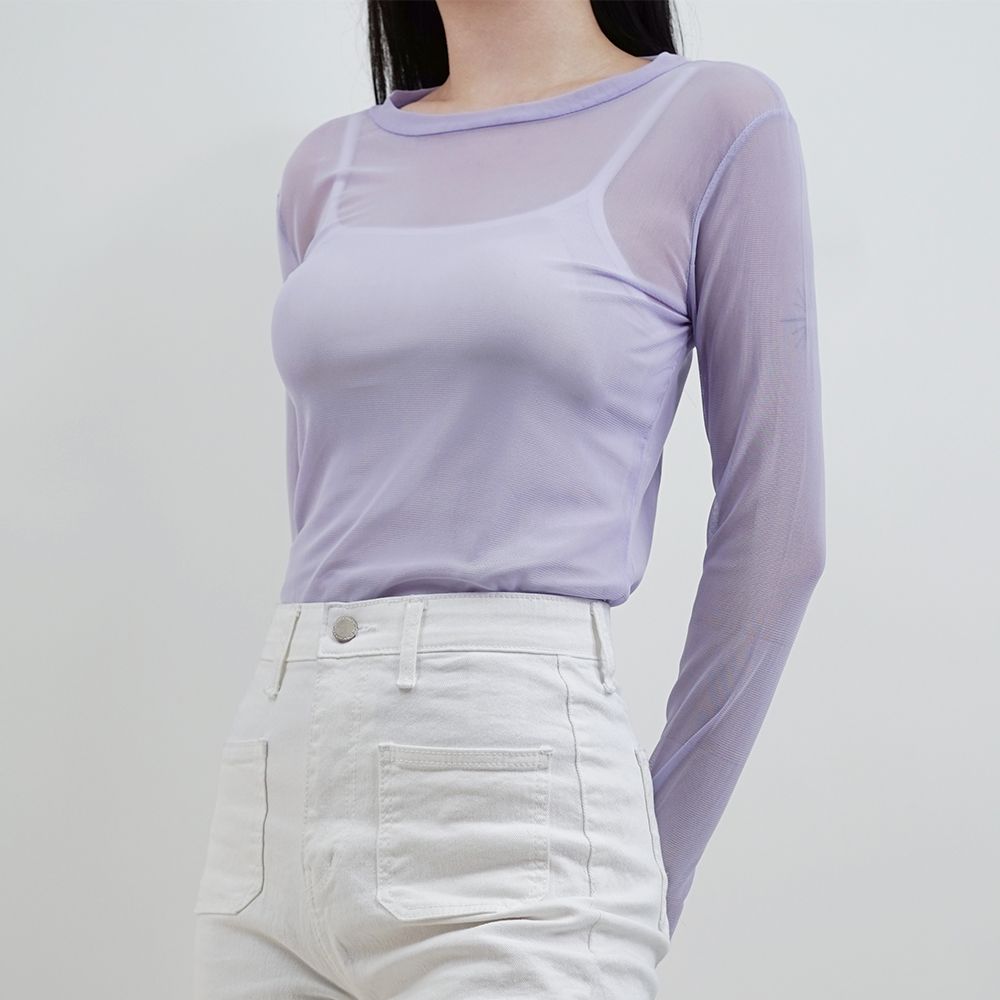 [6color]라운드 시스루 레이어드 티 블랙 - 상세 이미지 3
