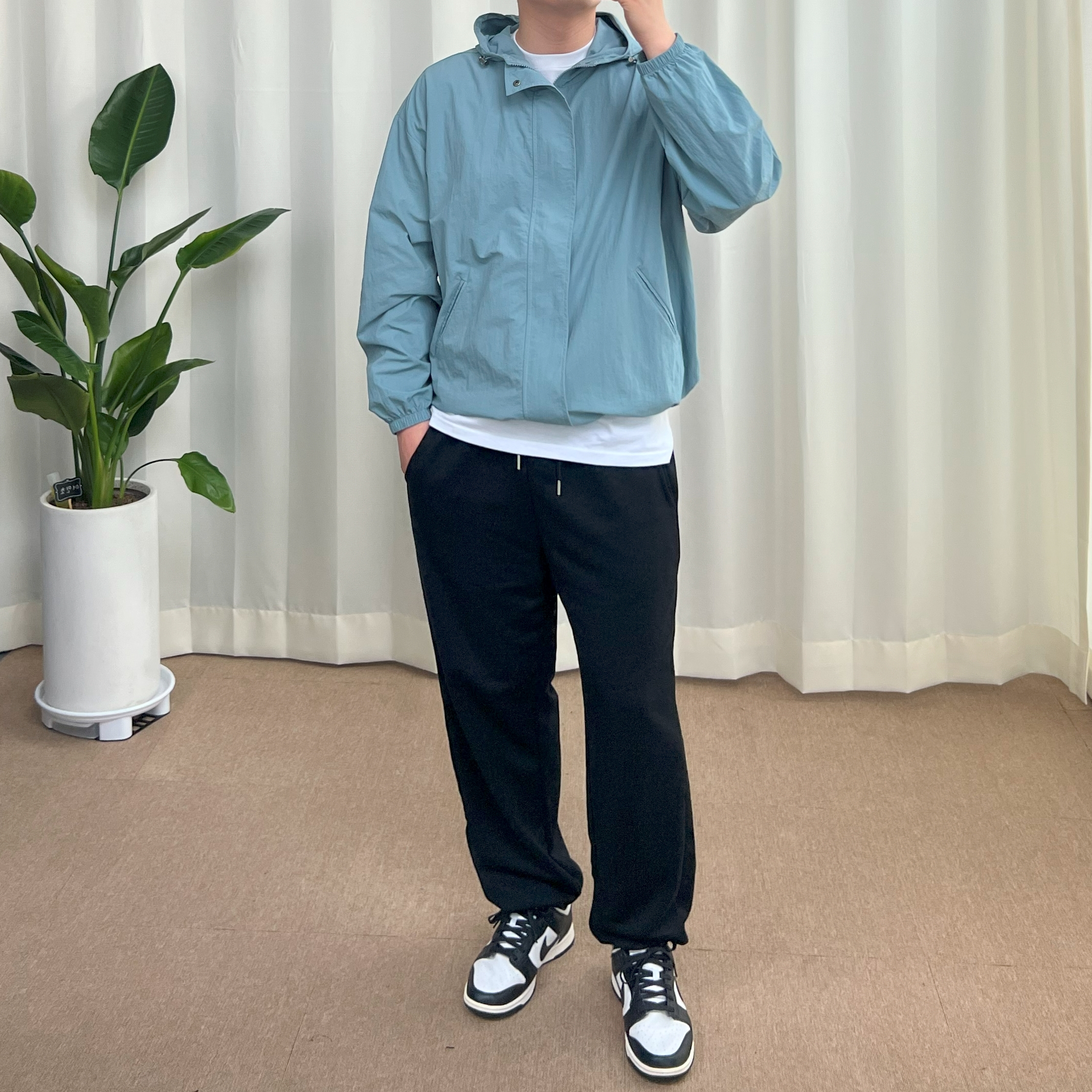 남자 봄 기본 남여 오버핏 후드 바람막이 이미지 8