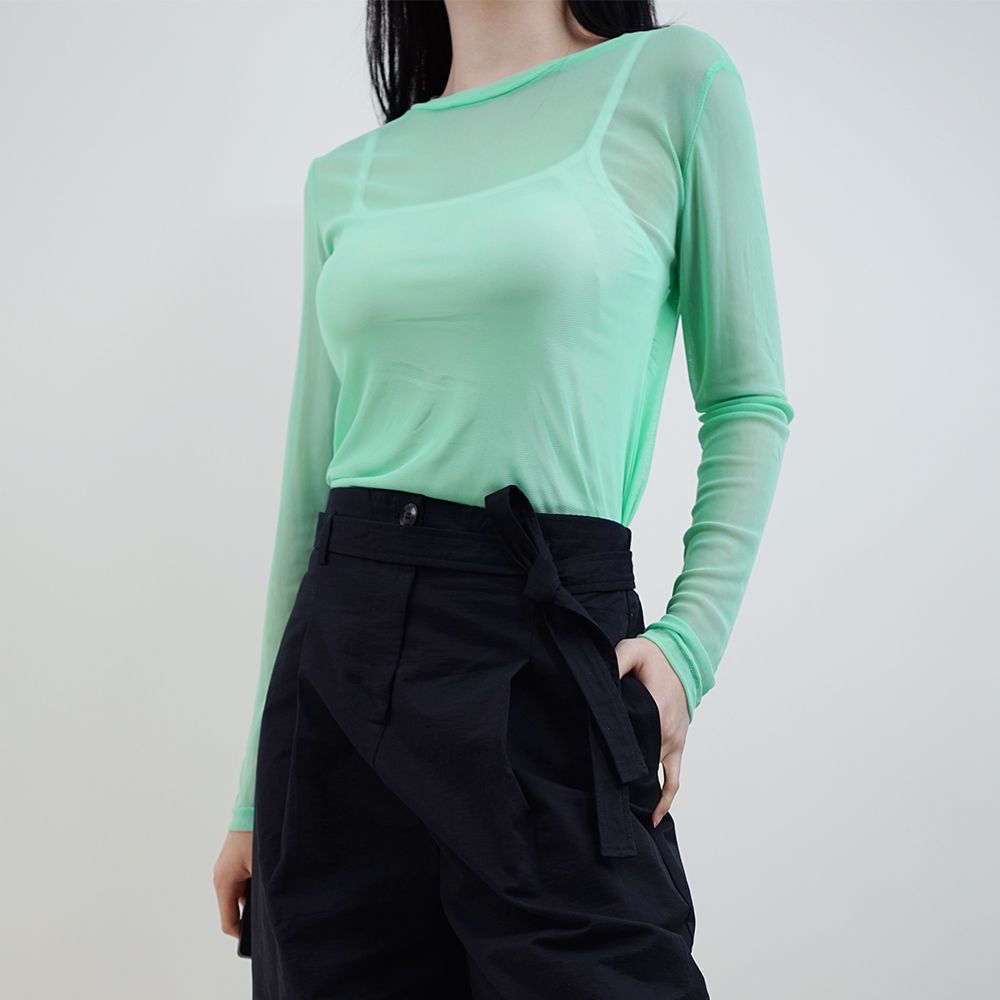[6color]라운드 시스루 레이어드 티 블랙 - 상세 이미지 2
