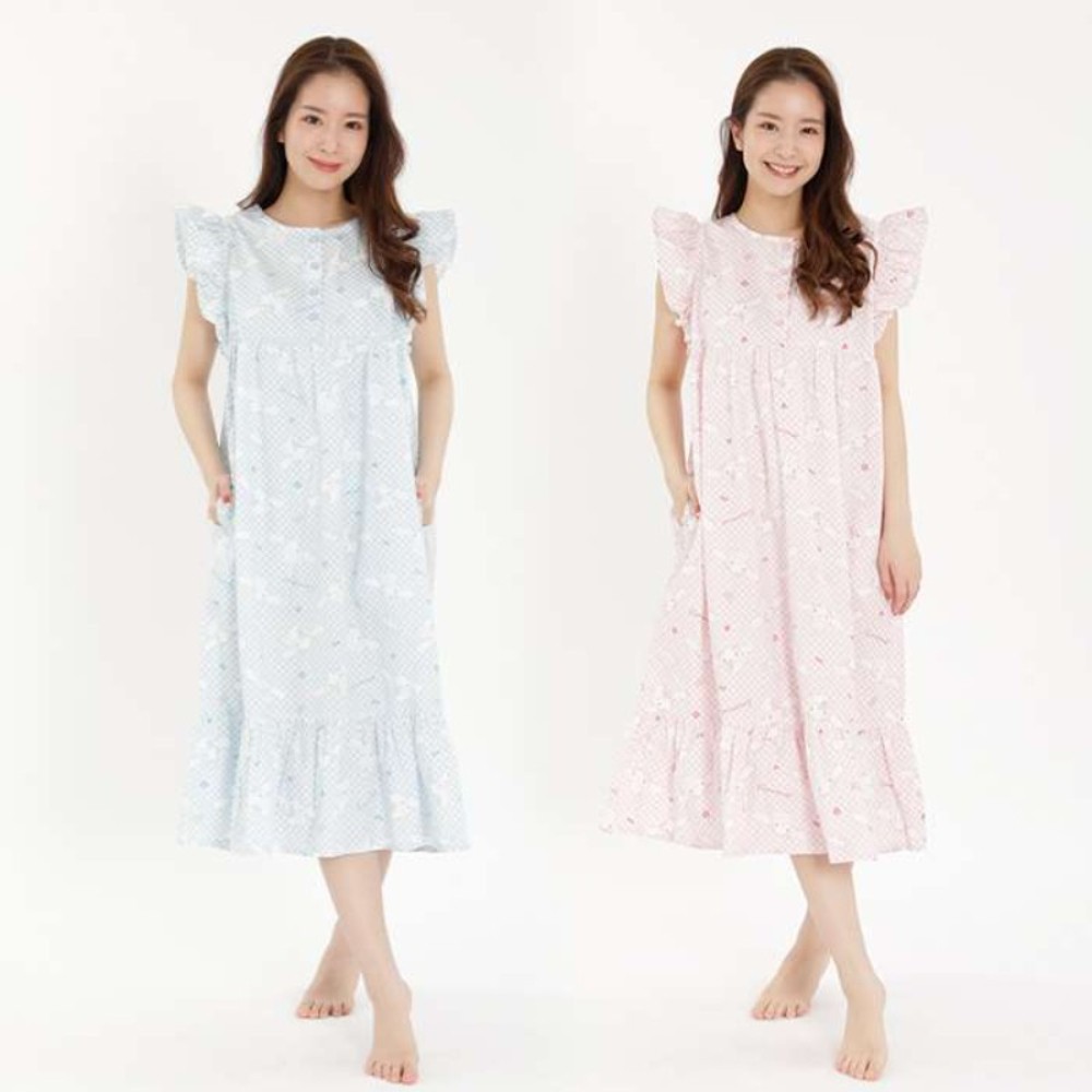 산리오 시나몬 프릴 원피스 여성사이즈 파자마 잠옷 SAN-1480 사자크 SAZAC 이미지