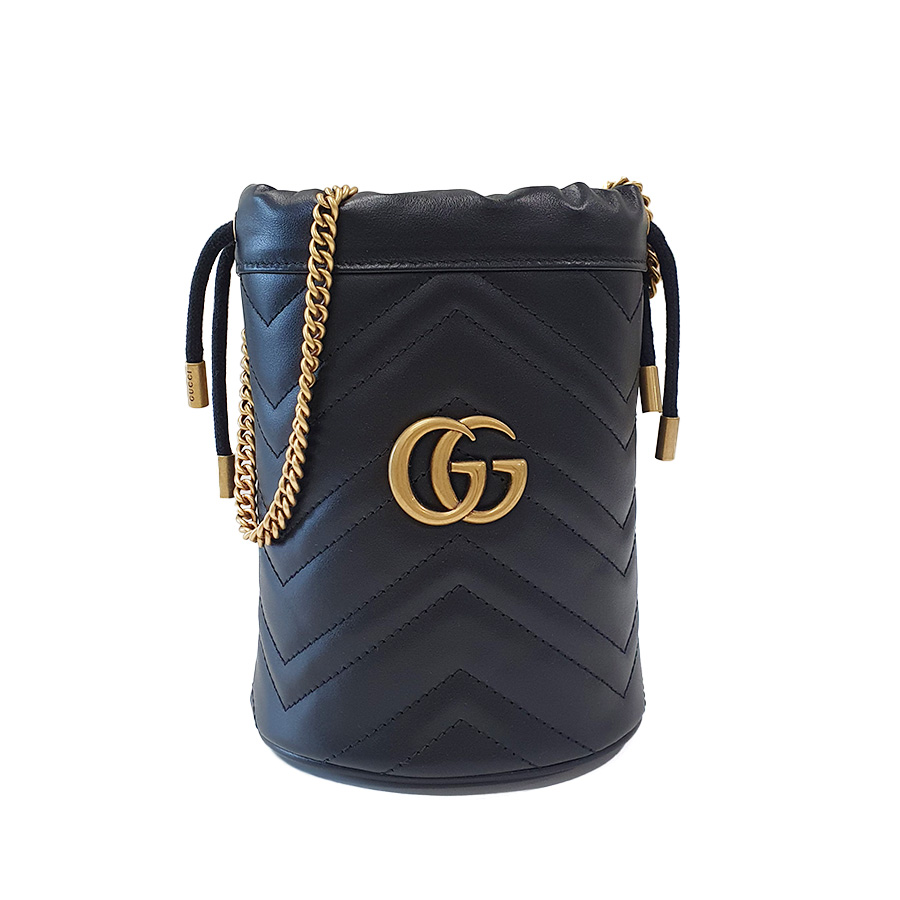 구찌 여성 GG 마몽 마틀라세 미니 버킷백 블랙 575163 DTDRT 1000