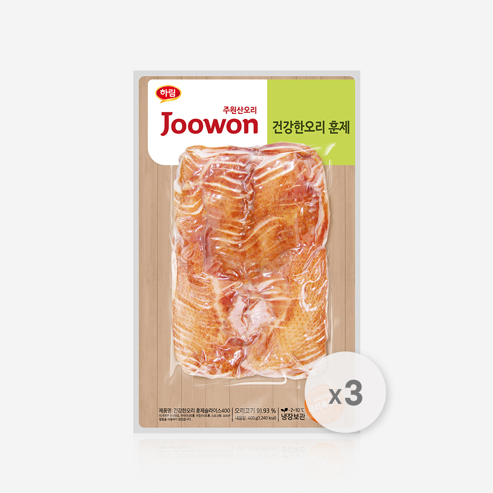 하림 주원산오리 건강한 오리 훈제 슬라이스 400g x 3팩 무항생제 오리고기 국산100%