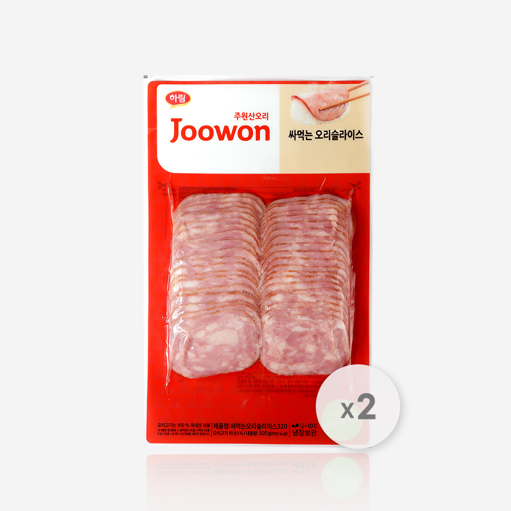 하림 주원산오리 싸먹는 오리 훈제 슬라이스 320g x 2팩 오리고기 국산100%