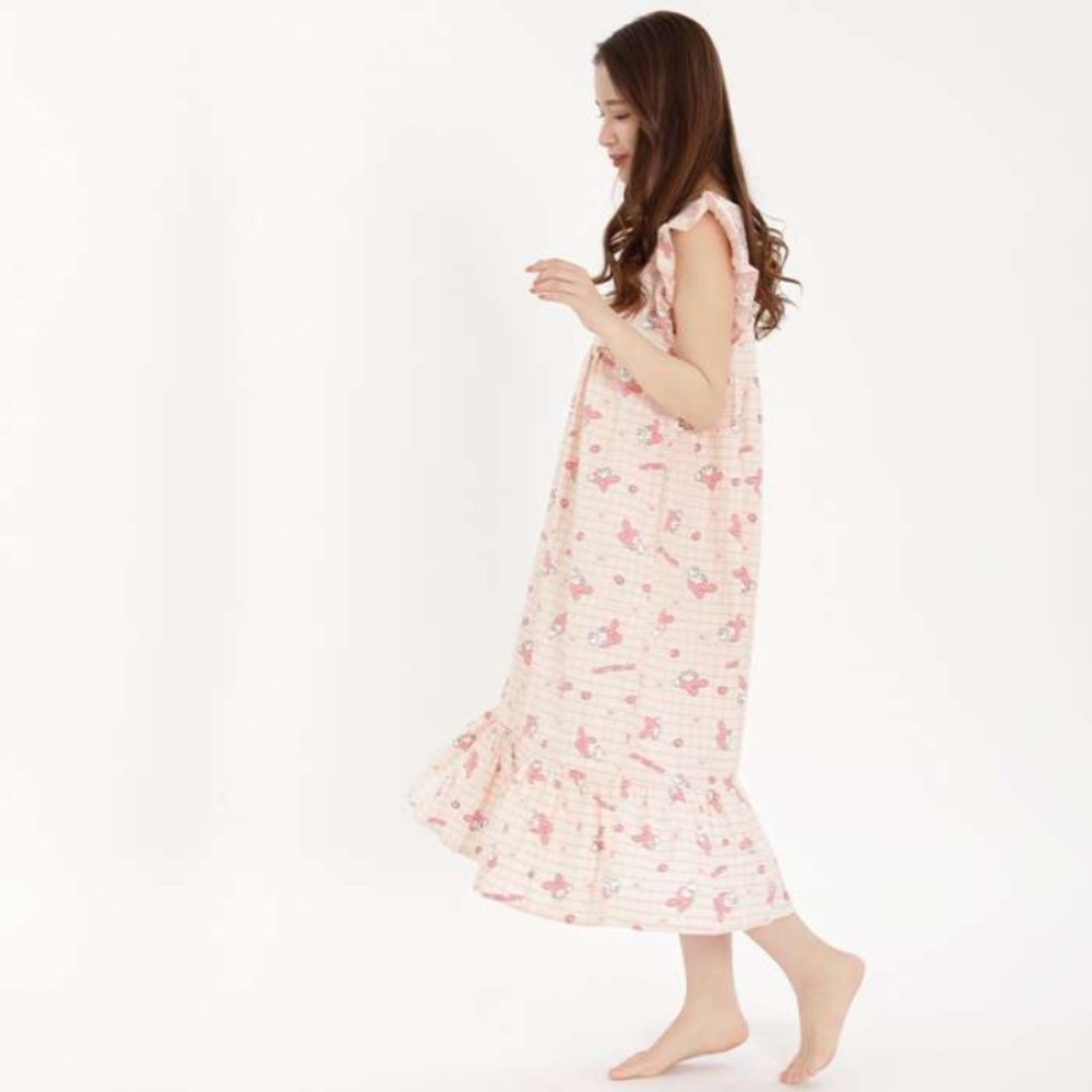 산리오 마이멜로디 프릴 원피스 여성사이즈 파자마 잠옷 SAN-1482 사자크 SAZAC 이미지 4