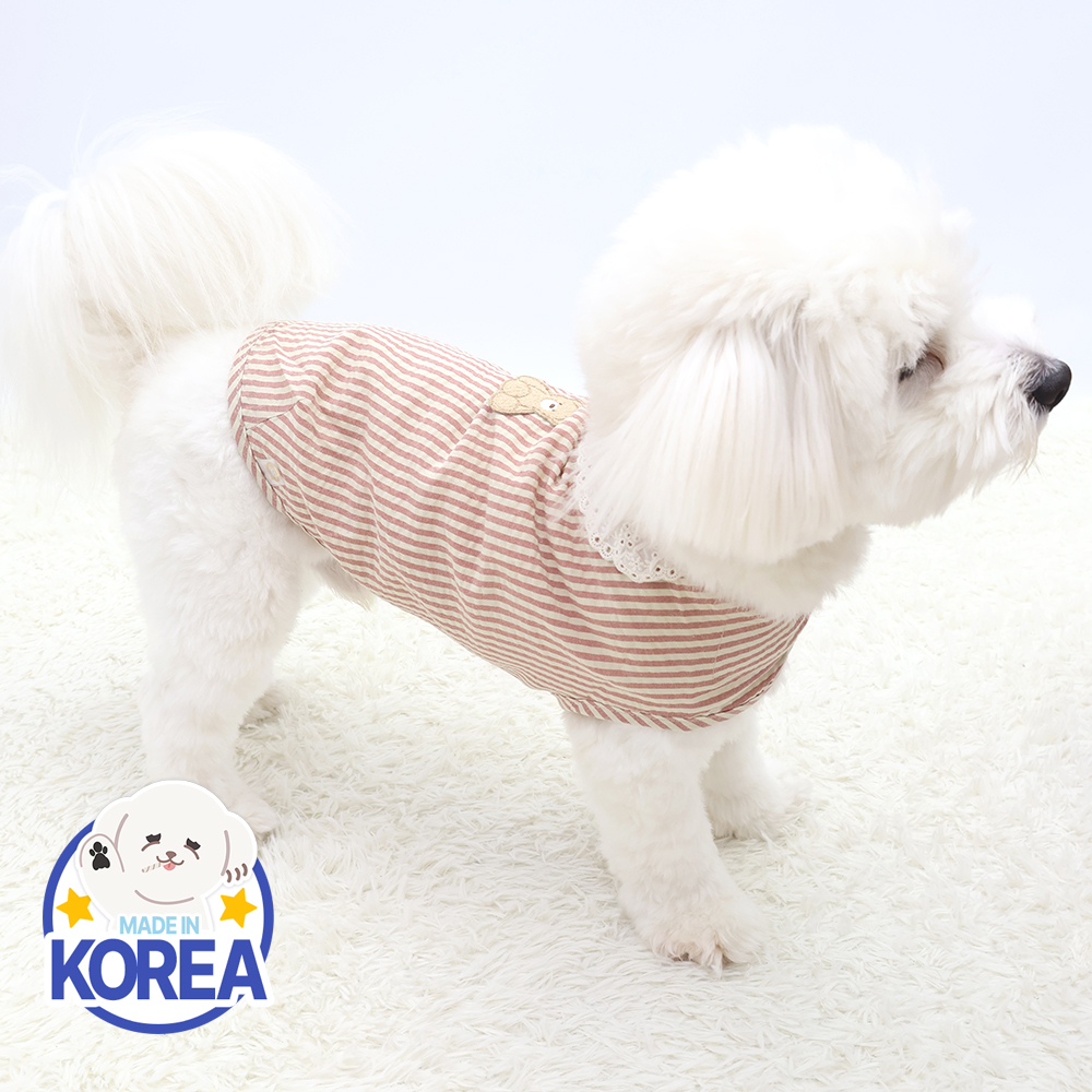 국산 강아지잠옷 강아지실내복 애견옷 소형견 중형견 곰돌이 잠옷 D스티치독 - 상세 이미지 4