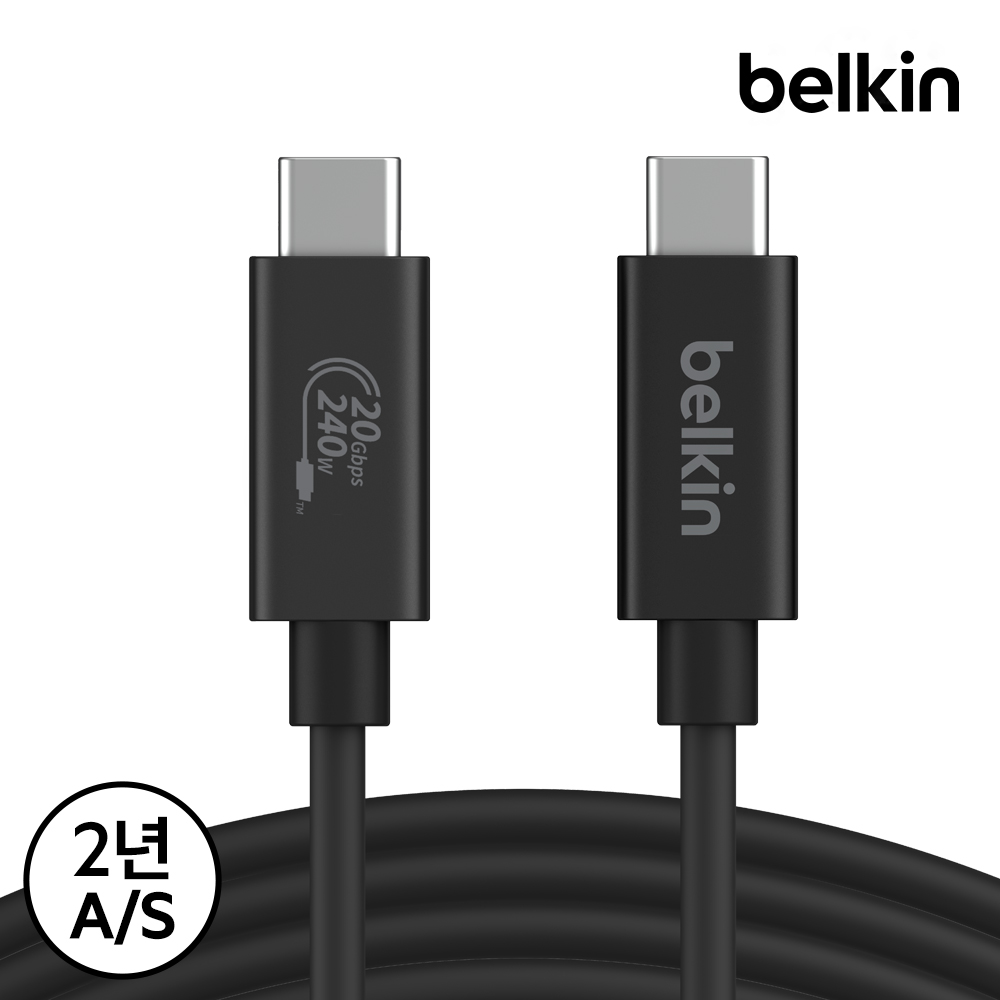 벨킨 240W USB4 C타입 초고속 충전 케이블 20Gbps 2M INZ004bt2M 아이폰17 맥북 에어 프로 M5 아이패드 태블릿 노트북 호환 - 상세 이미지 3