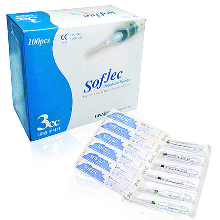 화진 소프젝 1회용 주사기 HJ-3 3cc (23Gx25mm) 1개 (유침)
