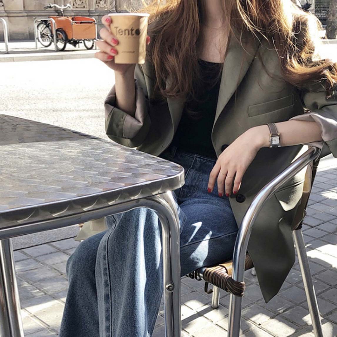(자체제작)어텀 투버튼 루즈핏 하프 자켓 오버핏 테일러드 블레이저 싱글 봄 자켓 간절기 아우터 카키/블랙 이미지 2