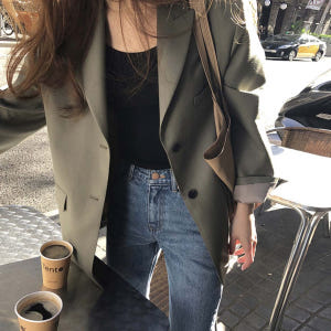 (자체제작)어텀 투버튼 루즈핏 하프 자켓 오버핏 테일러드 블레이저 싱글 ... 착용 후기 | 사이즈/핏 총정리 - 상품 이미지 1