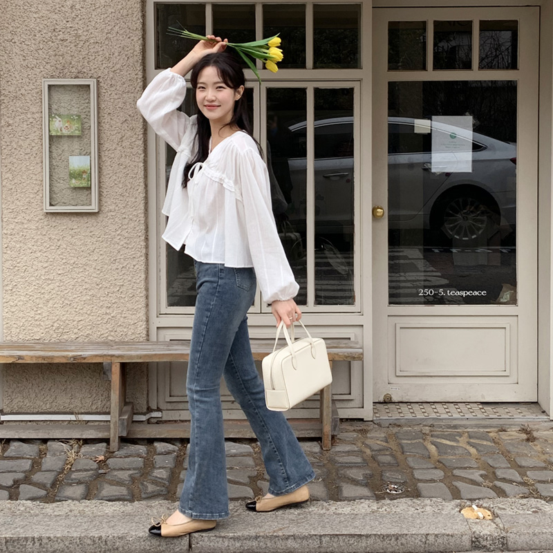 아일로 요루 셔링 여리 루즈핏 크롭 블라우스 bs7860 - 상세 이미지 4