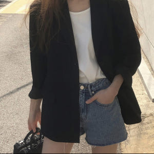 (자체제작)어텀 투버튼 루즈핏 하프 자켓 오버핏 테일러드 블레이저 싱글 ... 착용 후기 | 사이즈/핏 총정리 - 상품 이미지 3