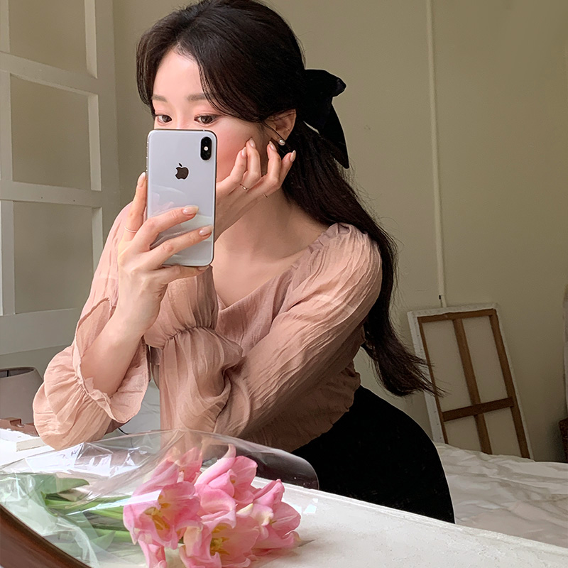 (오프숄더가능투웨이링클소재) 쥴리 투웨이숄더 링클 프릴 블라우스 bs7869 - 상세 이미지 3