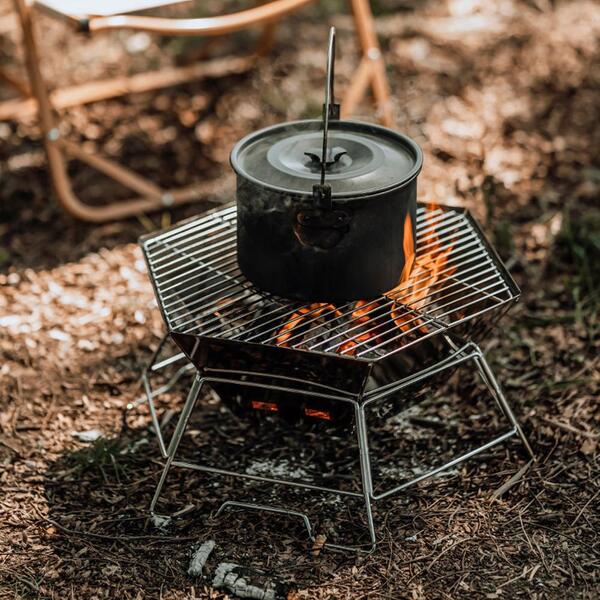 캠핑 접이식 육각 헥사 화로대 불멍 스테인리스 그릴 - 상세 이미지 4
