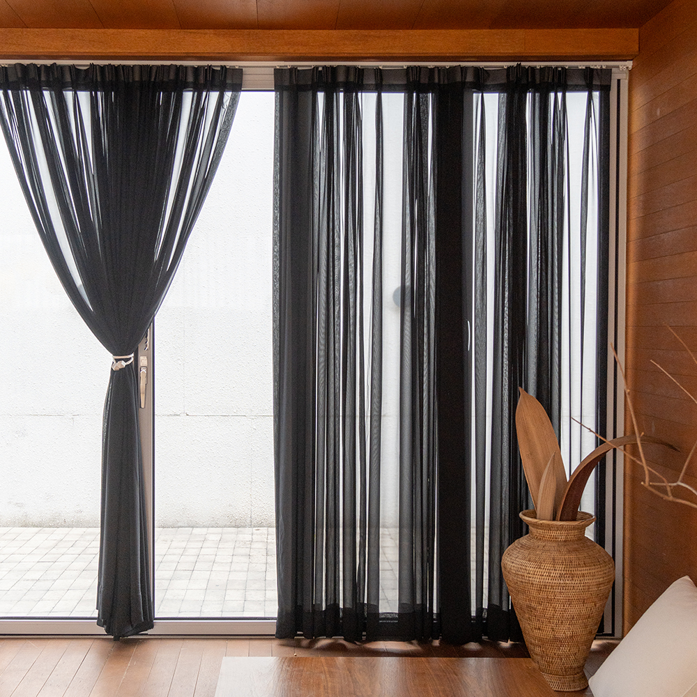 차르르 나비주름 쉬폰커튼 베이지 그레이 블랙 3 Color 세로 250CM