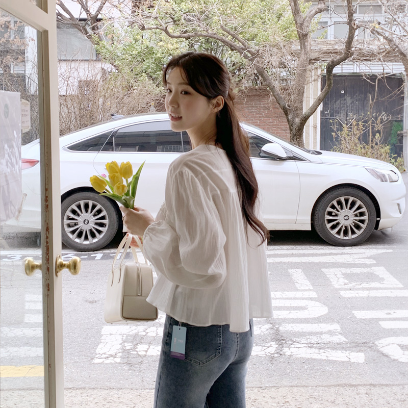 아일로 요루 셔링 여리 루즈핏 크롭 블라우스 bs7860 - 상세 이미지 5