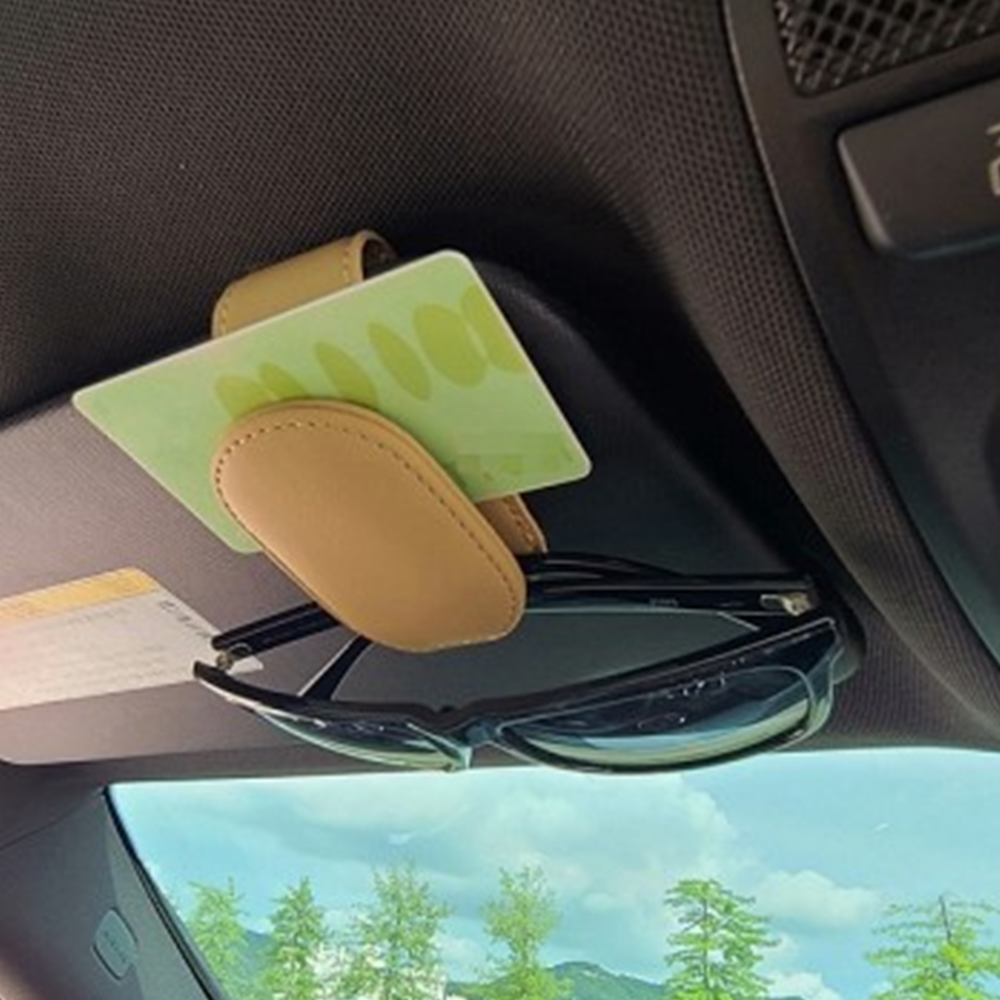 자석 하이패스집게 차량카드클립 선글라스보관 인조가죽