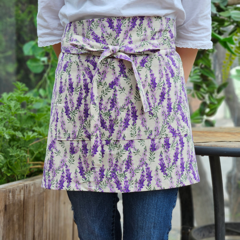 [허리앞치마] 린넨 미니 카페 공방 하프에이프런 라벤더 홈수니