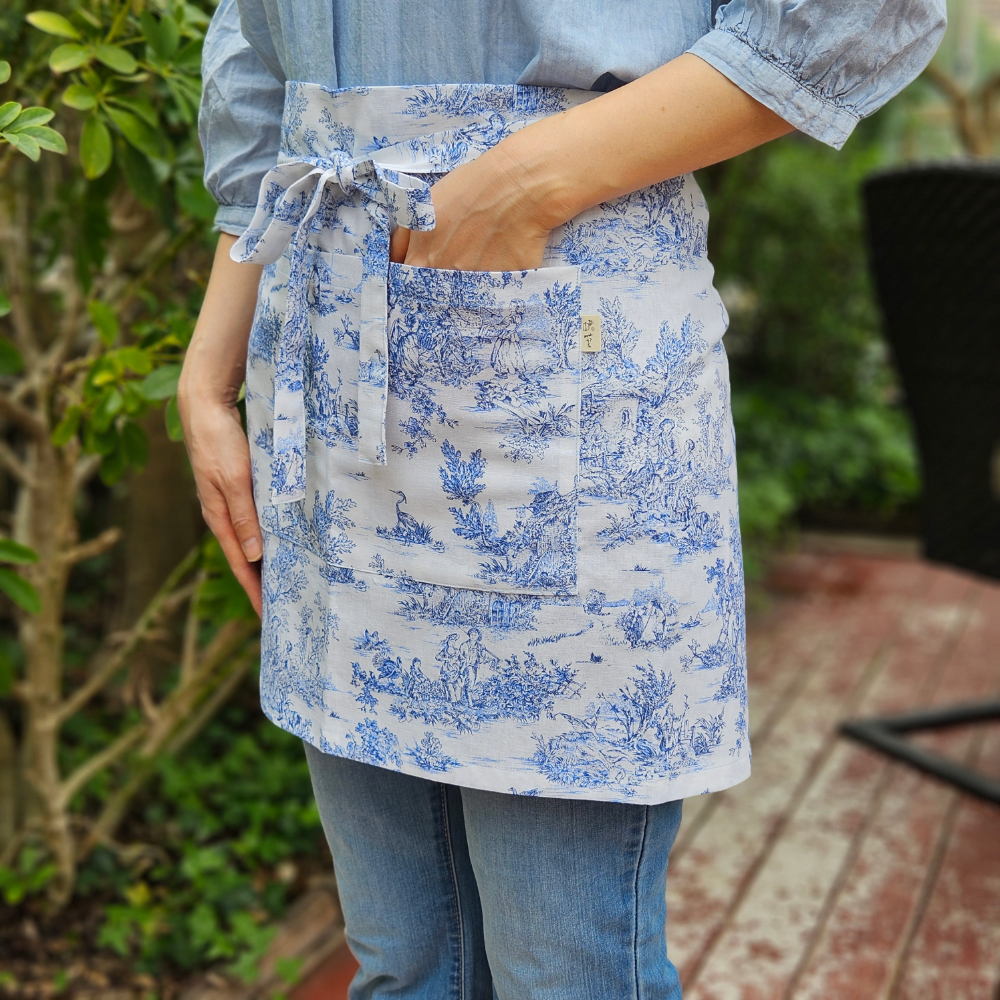 [허리앞치마] 뜨왈 린넨 미니 카페 공방 하프에이프런 홈수니