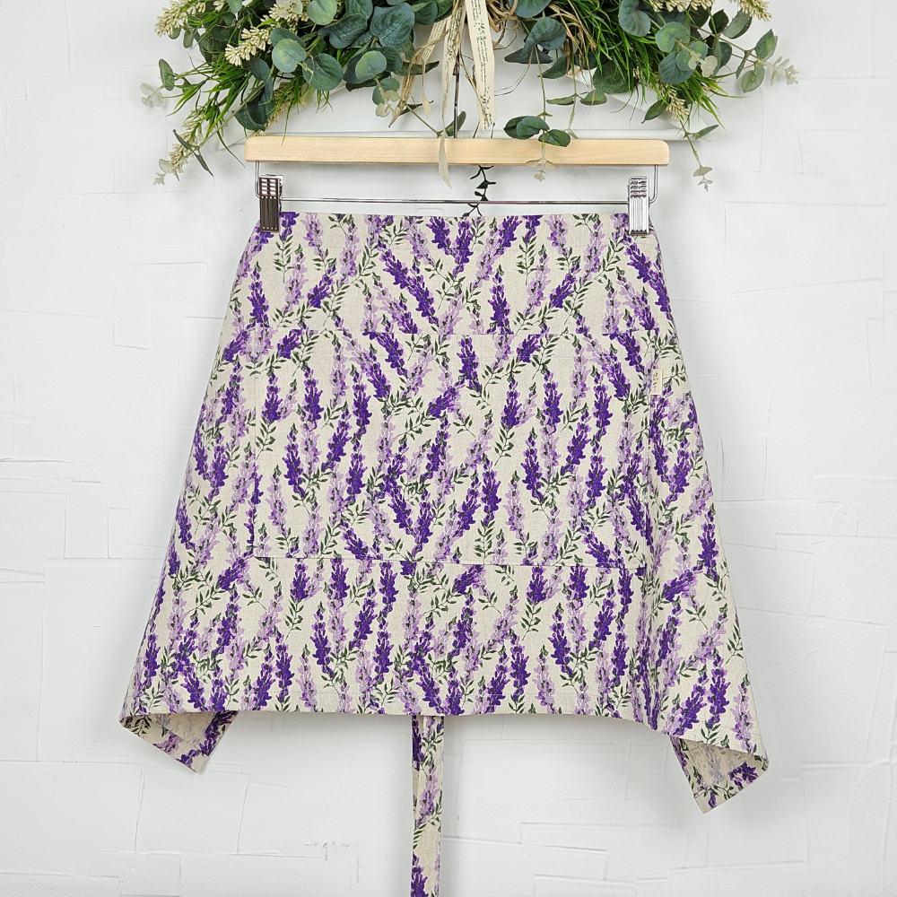 [허리앞치마] 린넨 미니 카페 공방 하프에이프런 라벤더 홈수니