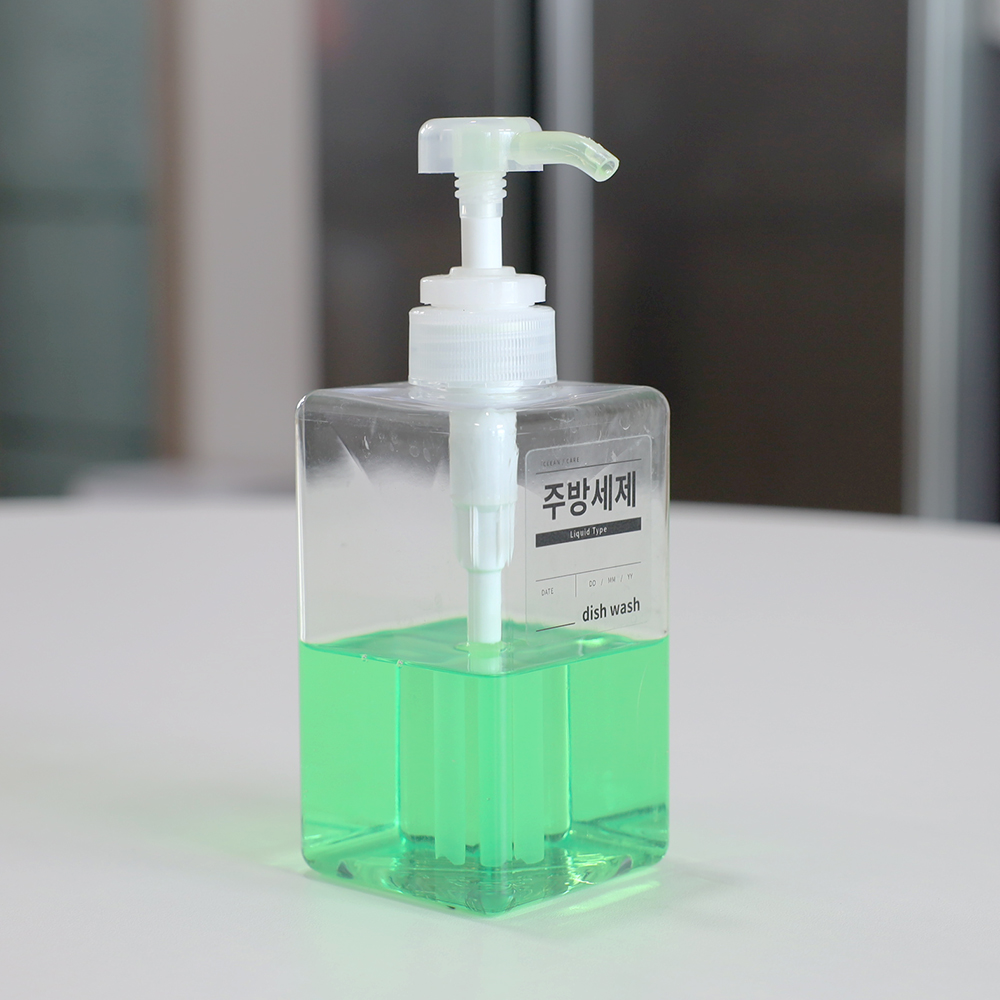 투명 사각 리필용기 리필통 일반형 450ml 욕실 주방 세제 핸드워시 공병 디스펜서 펌프 - 상품 이미지