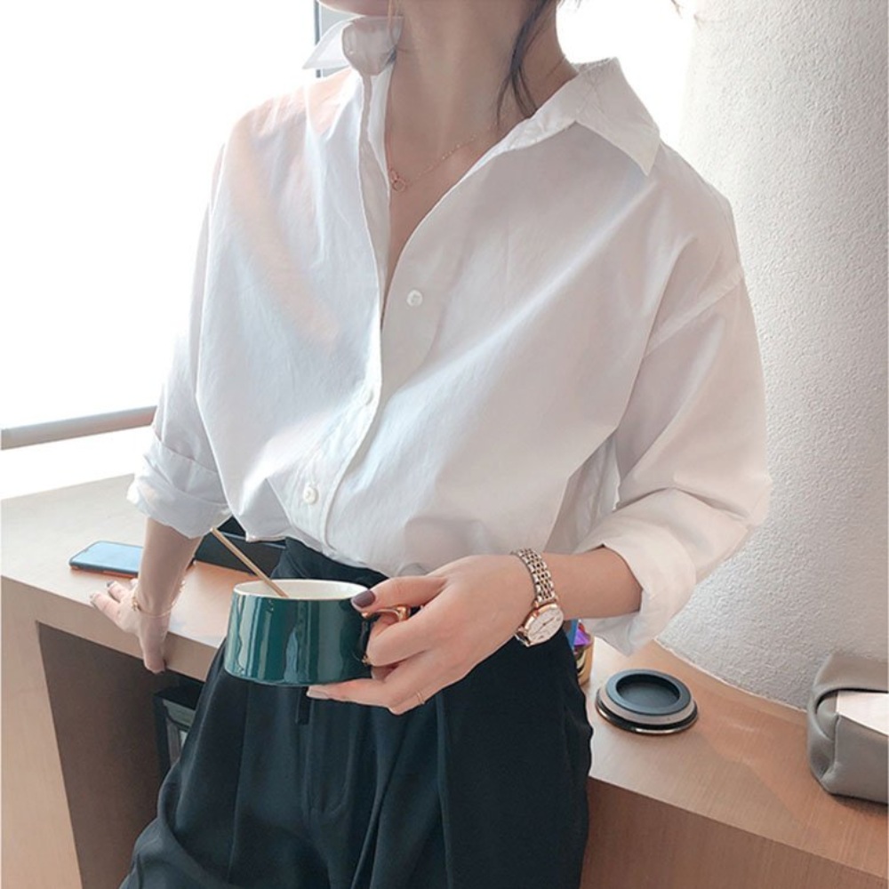 원더풀 월드 5회 김남주 화이트 탑 셔츠 봄 루즈핏 옷 패션 의상 닭강정 김유정 - 메인 이미지