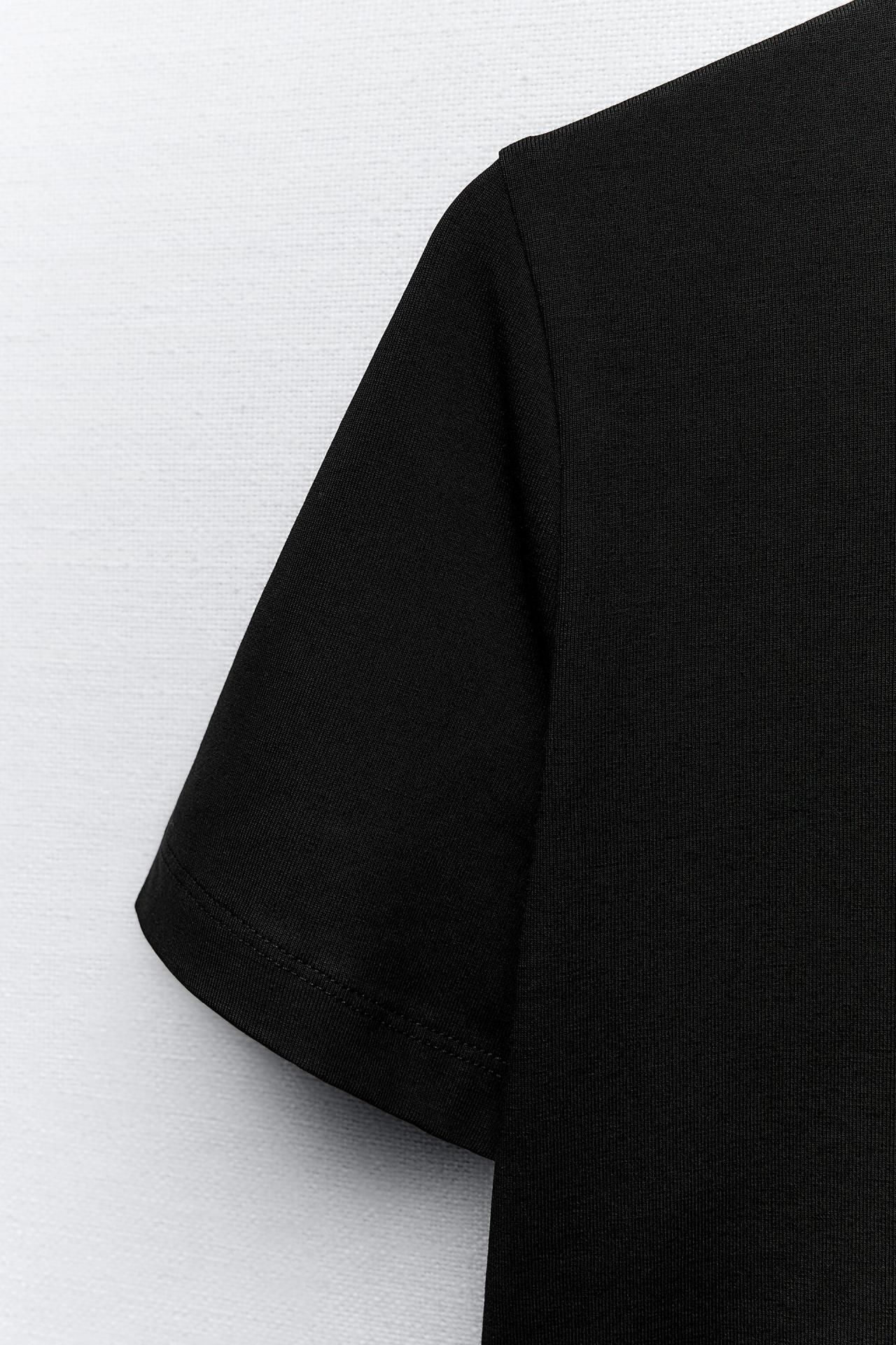 자라 크롭 스트레치 티셔츠 2335/299 BLACK - 상세 이미지 5