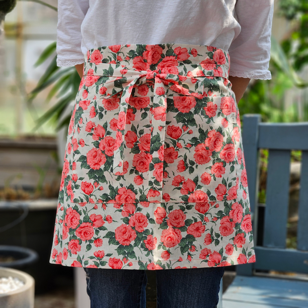 [허리앞치마] 린넨 미니 카페 공방 하프에이프런 엘르로즈핑크 홈수니