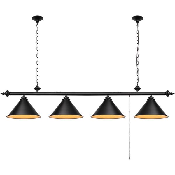 mirrea 71 in 당구장 테이블 라이트Pandent Light Fixture 4 Lights on Pendant 라이트Matte Black Shade : D G E N T