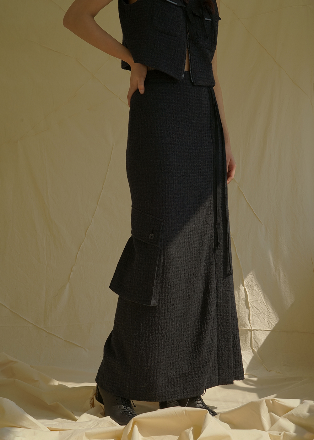 루드 울 비스코스 맥시 롱 스커트 이태리 원단 H라인 Skirt 02 - 상세 이미지 4