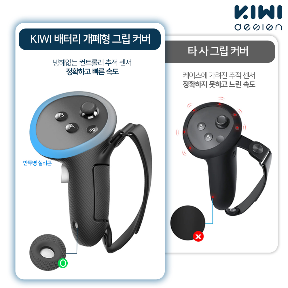 메타퀘스트3 악세사리 3S호환 키위 스트랩 컨트롤러 배터리도어 그립커버 - 상세 이미지 3