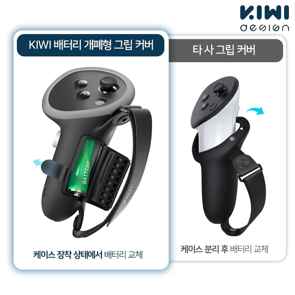 메타퀘스트3 악세사리 3S호환 키위 스트랩 컨트롤러 배터리도어 그립커버 - 상세 이미지 2