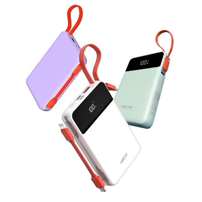 슬림 컴팩트 멀티포트 1만 고속 초고속 충전 파스텔톤 LED 초경량 휴대용 보조배터리