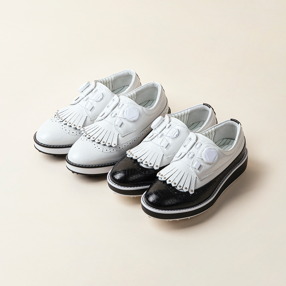 여성 보아 골프화 다이얼 스파이크리스 소가죽 수제화 태슬 - 상세 이미지 2