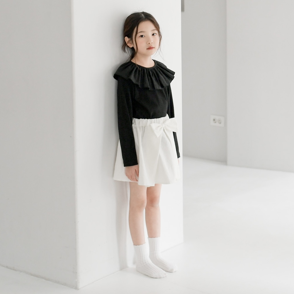 마들렌 프릴 티셔츠 아동 여아 유아 키즈 어린이 긴팔 기본티 봄 가을 초등학생 - 상세 이미지 5