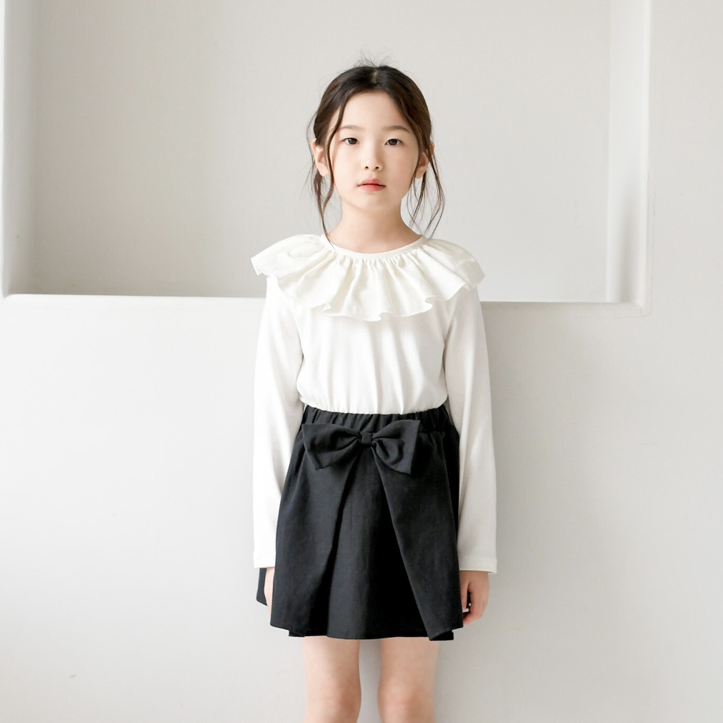 마들렌 프릴 티셔츠 아동 여아 유아 키즈 어린이 긴팔 기본티 봄 가을 초등학생 - 상세 이미지 4