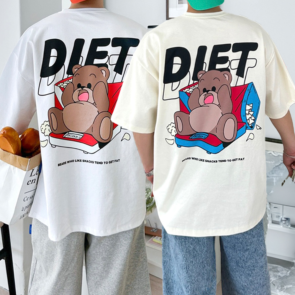 1+1 곰돌이티셔츠 커플반팔티 어깨넓어보이는옷 - 상세 이미지 3