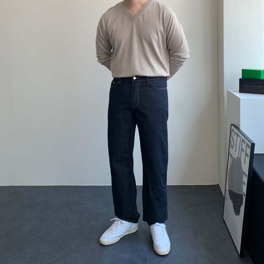 남자생지데님 남자세미와이드청바지 흑청바지 - 상세 이미지 3