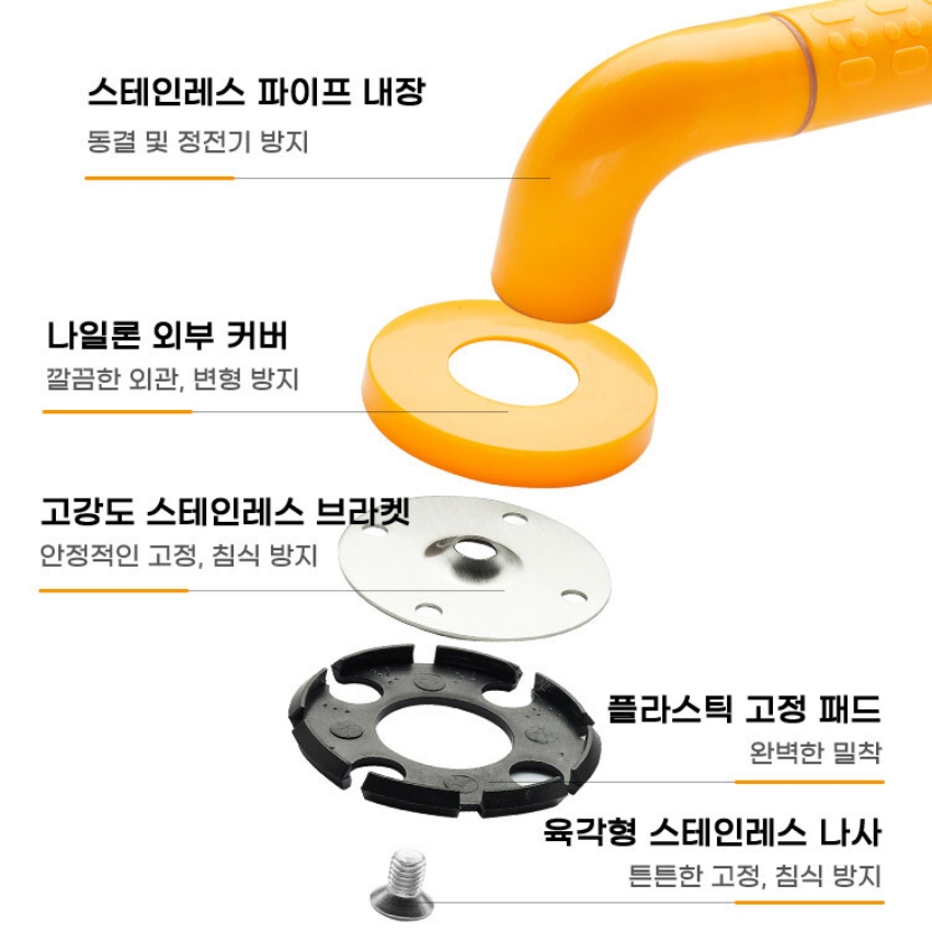 야광띠 안전바 욕실 화장실 핸드레일 노인 장애인 안전손잡이 - 상세 이미지 3
