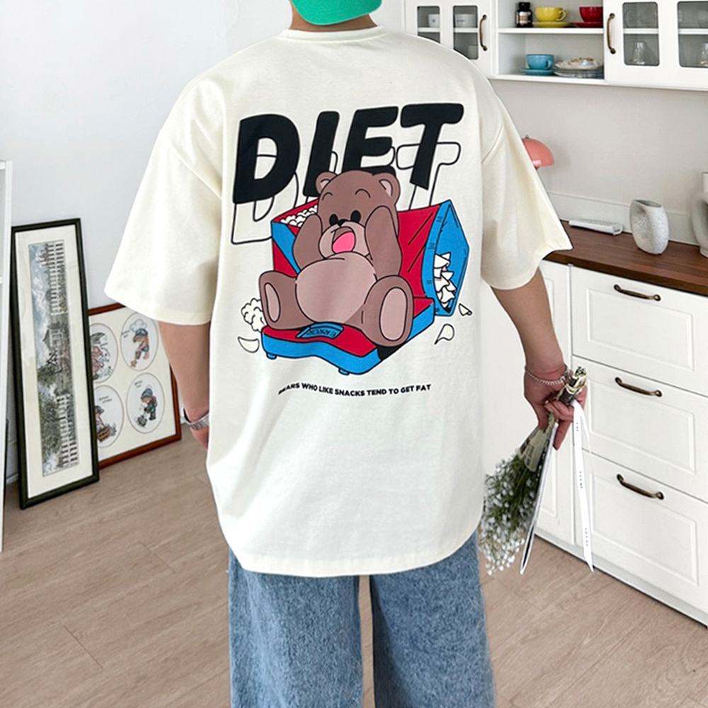 1+1 곰돌이티셔츠 커플반팔티 어깨넓어보이는옷 - 상세 이미지 5