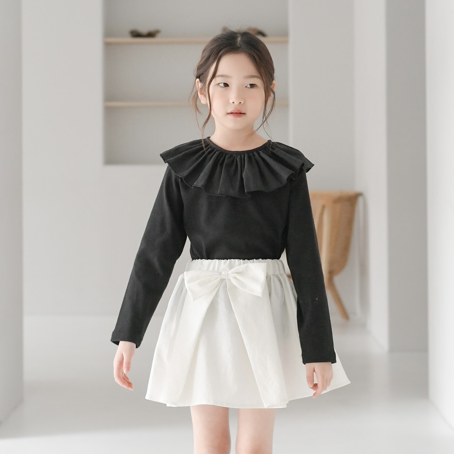 마들렌 프릴 티셔츠 아동 여아 유아 키즈 어린이 긴팔 기본티 봄 가을 초등학생 - 상품 이미지