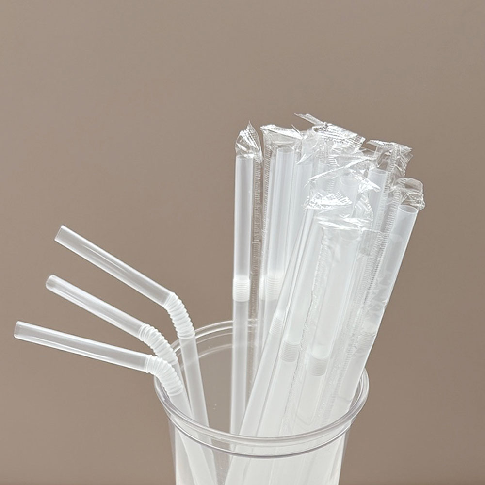 자바라 빨대 주름 빨대 7mm 21-25cm 개별포장 500개 일회용 - 상세 이미지 2