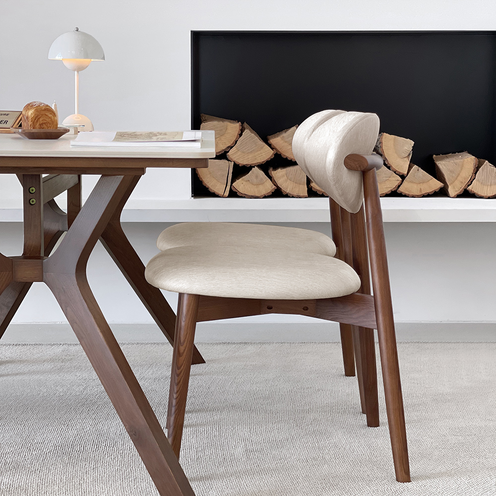 로포텐 고흐 4인용 원목 포세린 세라믹 식탁세트 식탁+의자2+벤치1, 1400mm, 브라운