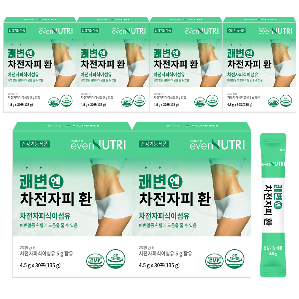 에버뉴트리 쾌변엔 차전자피 식이섬유 환 30포, 6개