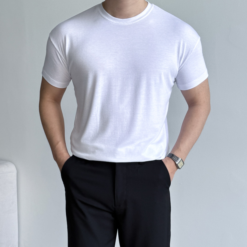 남자머슬핏반팔 링클프리반팔 어깨넓어보이는반팔 이미지 2