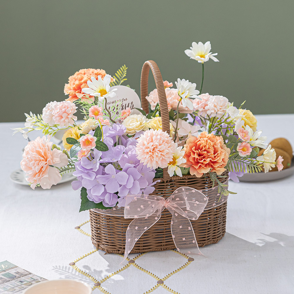 꽃바람 카네이션 바구니 set 35cm 인테리어 조화 어버이날 스승의날 선물 : 플라워트리