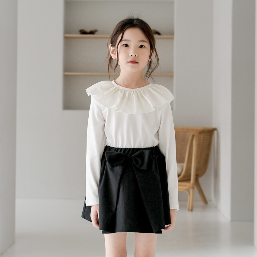 마들렌 프릴 티셔츠 아동 여아 유아 키즈 어린이 긴팔 기본티 봄 가을 초등학생 - 상세 이미지 2