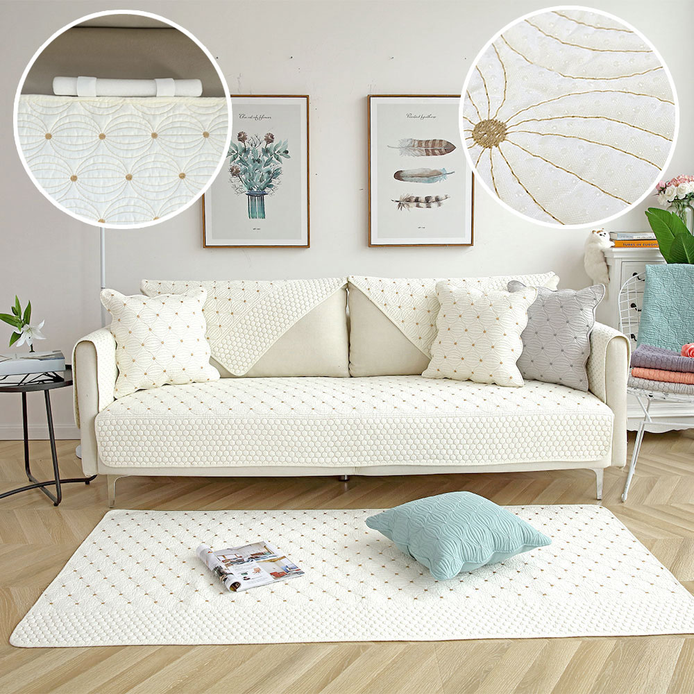 넓은 쇼파패드 순면 돌소파 매트 토퍼 논슬립 깔개 방석 러블리벌룬오프화이트 70x150